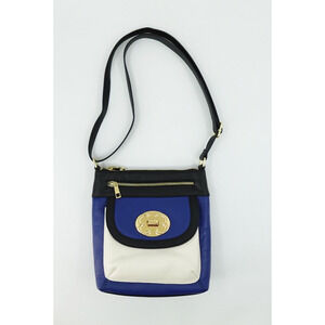 Emma Fox Leather Handbag Blue Color-Block Crossbody
